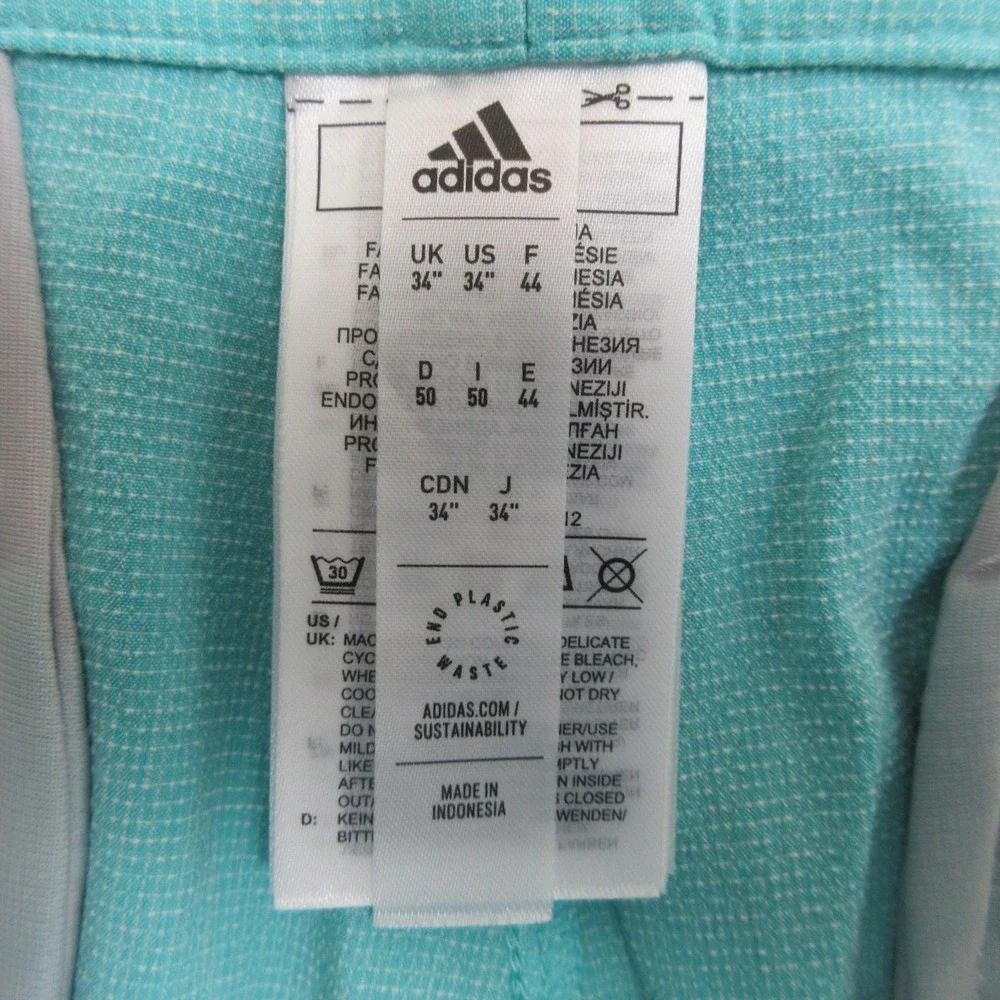 Adidas Crosshatch Golf Shorts Men 34x10 Green Stretch Performance Preppy Resort